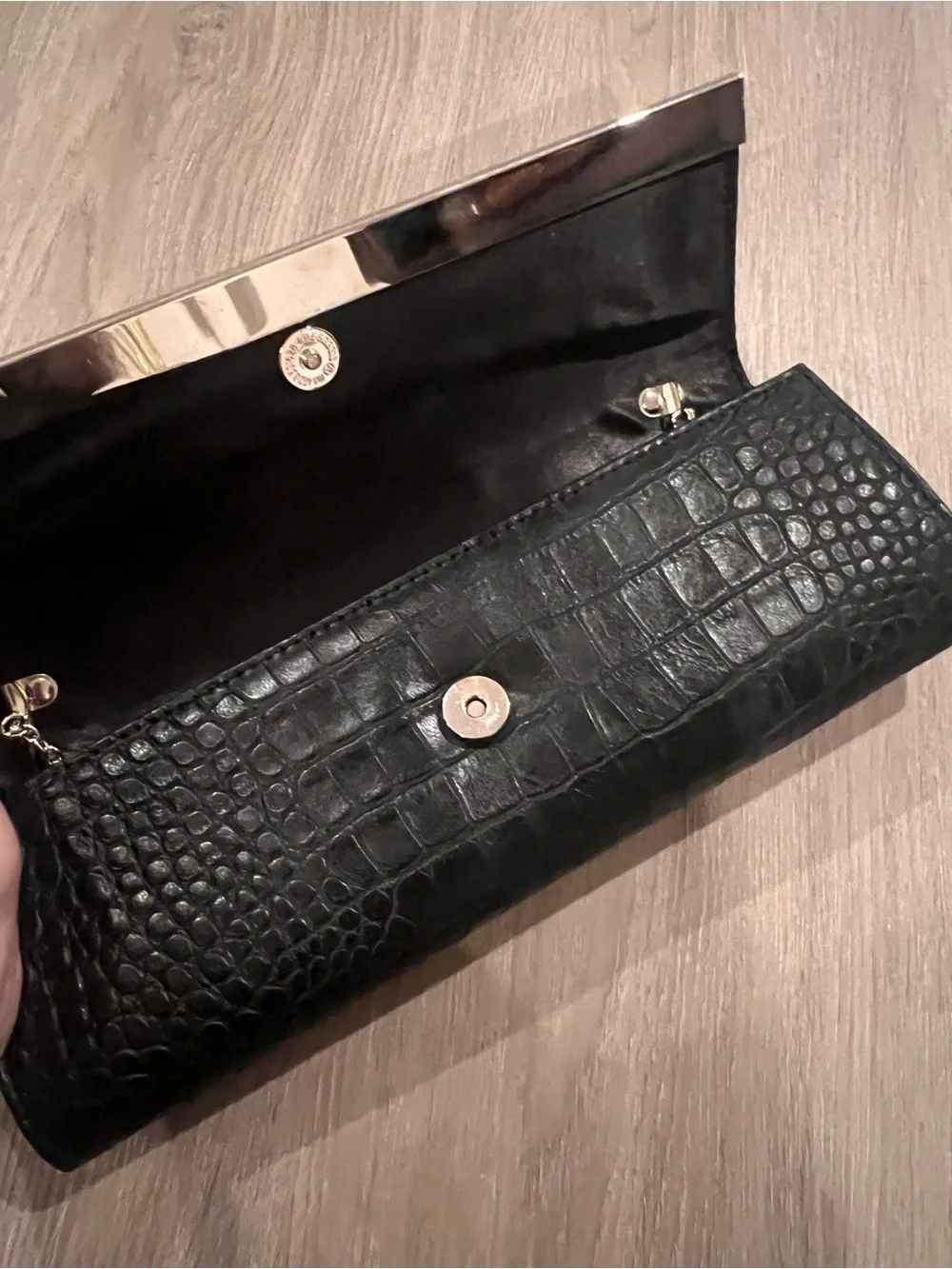 Kate Landry Black Satin Evening Clutch
